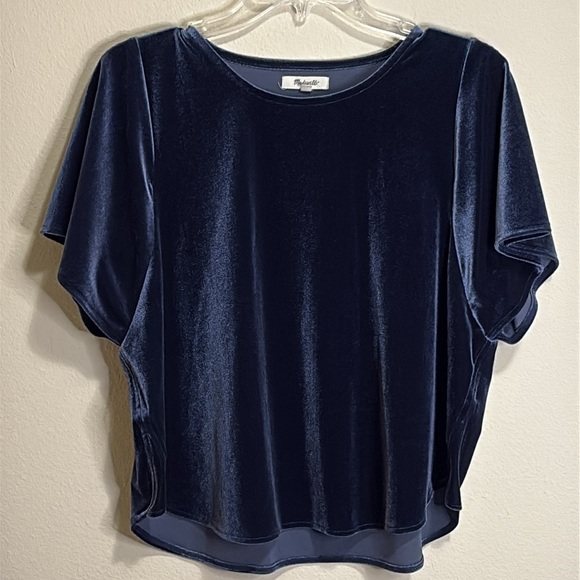 Madewell Navy Velvet Butterfly Blouse Size Medium - Picture 2 of 5